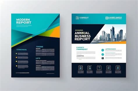 Modern Business Annual Report Brochure Flyer Catalog Leaflet A4 Cover Layout Design Premium Ai