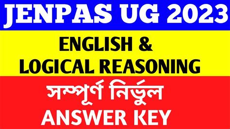 Jenpas Ug Logical Reasoning Answer Key Jenpas Ug English Answer