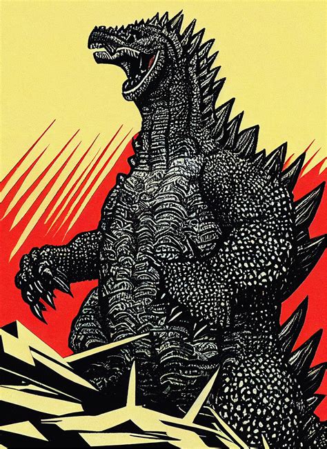 3 Godzilla Inspired Mid Century Modern Abstract Art Prints Etsy