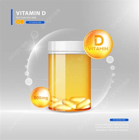 Vitamin D Vector Hd Png Images Vitamin D Gold Shining Pill With