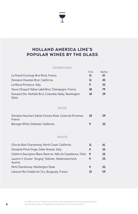 Holland America Bar Menus And Drink Prices 2022 · Prof Cruise