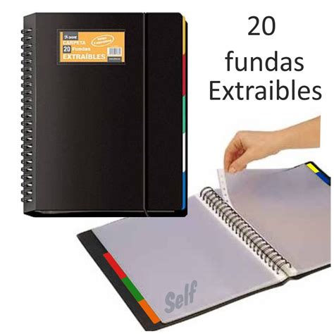 Carpeta 20 Fundas Extraibles Intercambiables Con Separadores