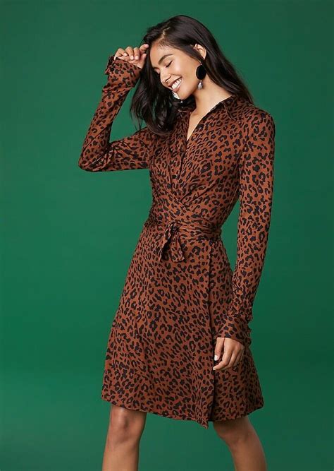 Diane Von Furstenberg Didi Leopard Cocoa 100 Silk Jersey Wrap Dress