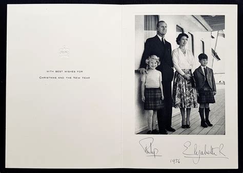 1956 TRH Queen Elizabeth II & Prince Philip signed Royal Christmas card