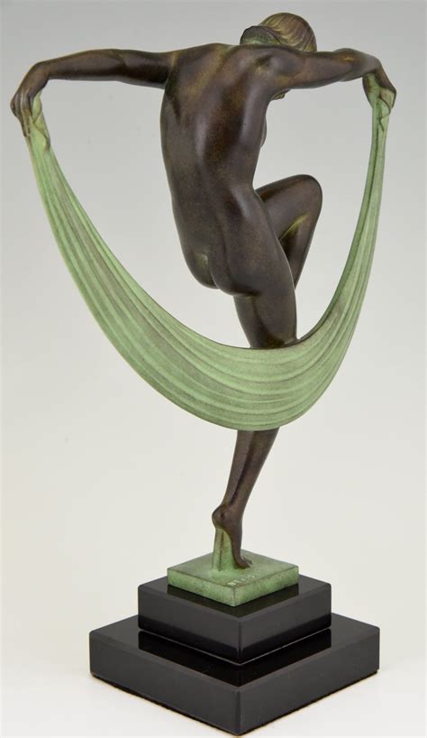 Art Deco Style Sculpture Folie Nude Scarf Dancer Deconamic
