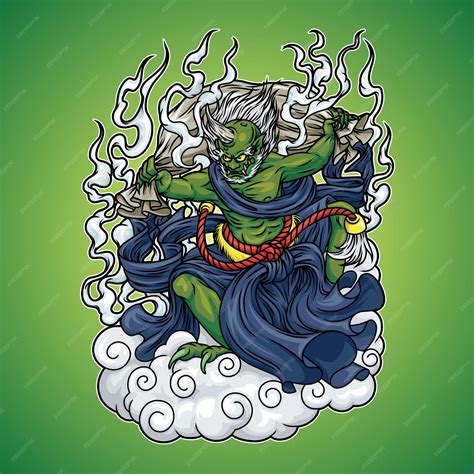 Premium Vector | Fujin Japanese Mythology Illustration