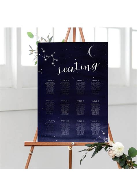 Galaxy Seating Chart INSTANT DOWNLOAD Portrait Sign - Etsy