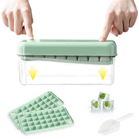 Ice Cube Tray With Lid And Bin 60 Mini Ice Cubes For Freezer 2 Trays