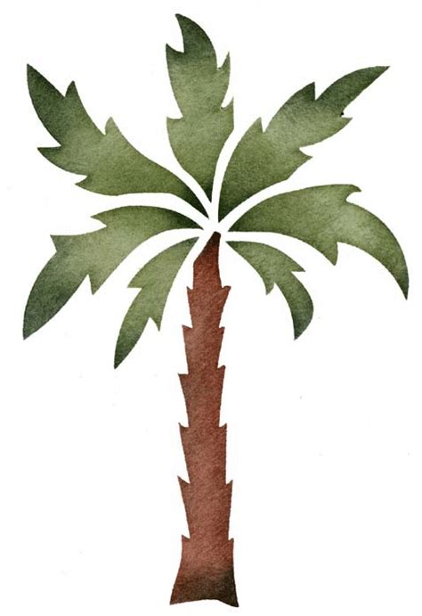 A Watercolor Painting Of A Palm Tree With Green Leaves On Its Trunk