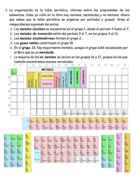 Ejercicio De Act Tabla Peri Dica Regularidades Periodic Table Diagram