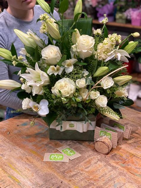 Sympathy Flower Arrangement With Lilies In A Box