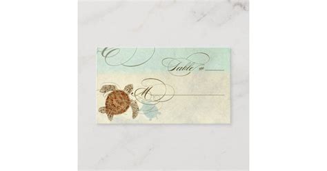 Sea Turtle Modern Coastal Ocean Beach Swirls Style Place Card Zazzle