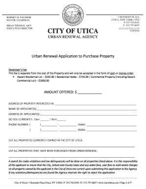 Fillable Online Urban Renewal Application City Of Utica Fax Email