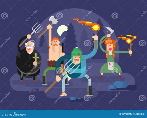 People With Torches And Pitchforks Cartoon Vector | CartoonDealer.com ...