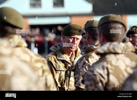 The Prince Of Wales Centre Talks With Soldiers From 1st Battalion