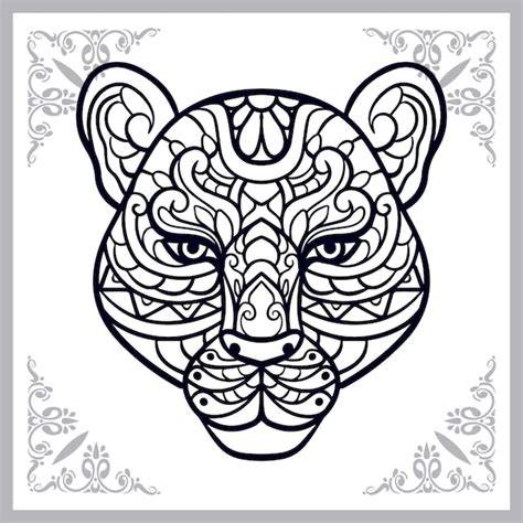 Cabeza De Leopardo Artes Zentangle Aislado Sobre Fondo Blanco Vector