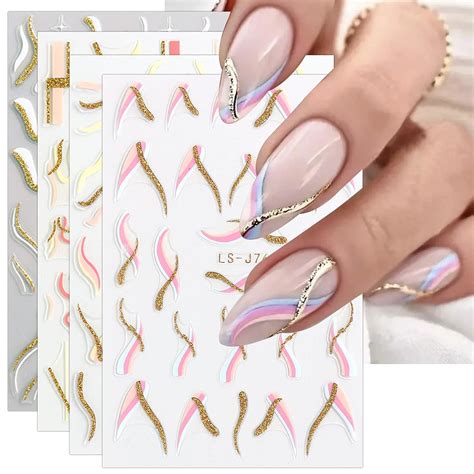 JMEOWIO Nagelsticker Französischer Tipp 9 Blatt Nail Art Sticker