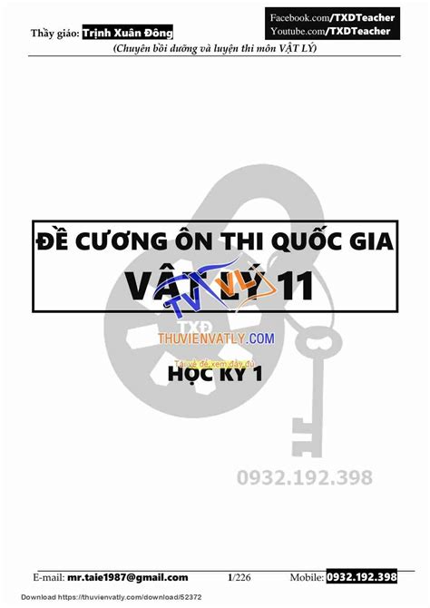 Pdf ĐỀ CƯƠng LÝ 11 Thư Viện Vật Lý