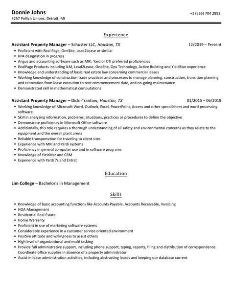 Assistant Property Manager Resume Samples Velvet Jobs