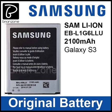 Original Samsung Galaxy S3 EB L1G6LLU 2100mAh Battery Lazada