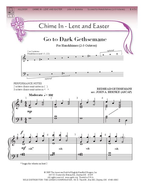 Chime In Lent And Easter Arr John A Behnke Jw Pepper Sheet Music