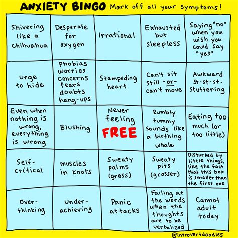 Anxiety bingo | Introvert doodles