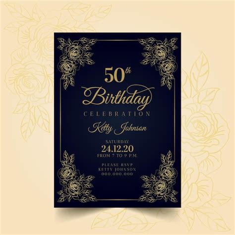 Elegant Birthday Invitation Template Free Vector