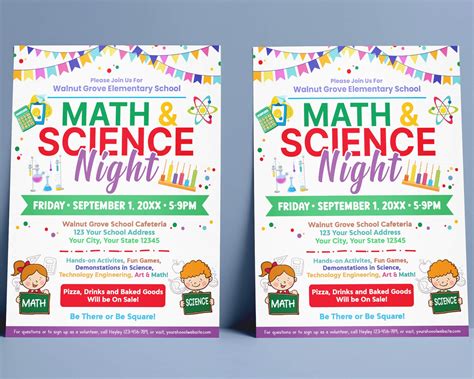 DIY Math and Science Night Flyer | Mathematics and Science Fundraiser Flyer - Posh Park