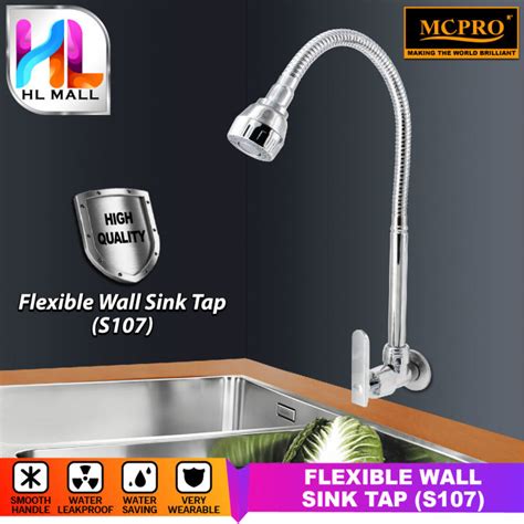 MCPRO KITCHEN SINK FAUCET FLEXIBLE WALL TAP S BLACK HOT COLD MIX TAP S B Lazada