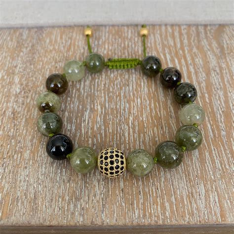 Green Garnet Adjustable Beaded Bracelet 10mm – Rana Nader Yoga