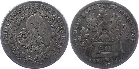 Brandenburg Bayreuth 20 Kreuzer 1765 Friedrich Christian 1763 1769