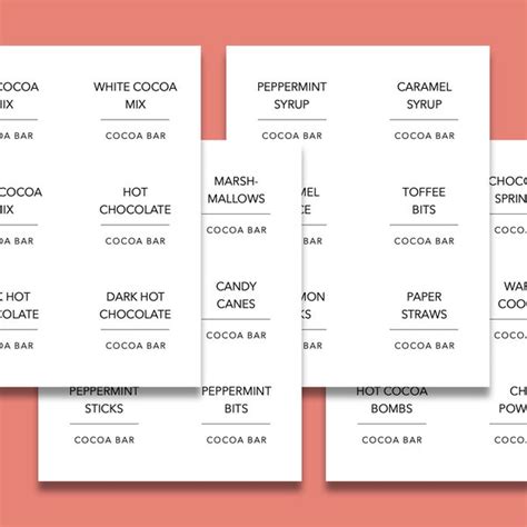 Hot Chocolate Bar Labels Etsy