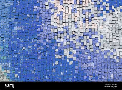 Abstract mosaic ceramic tile background. Chaotic pattern of blue and ...