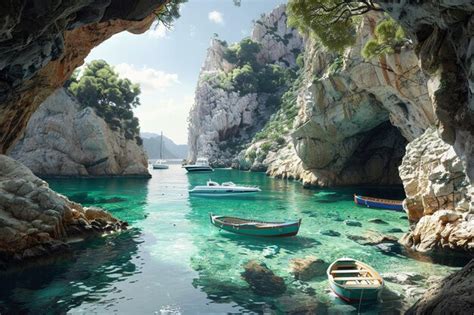 Explore the secret ece of hidden coves where boats generative ai ...