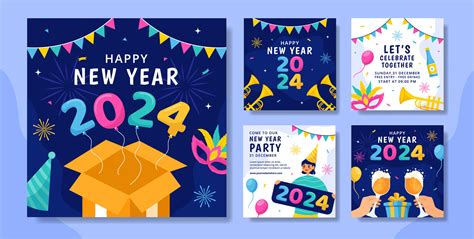 Happy New Year Social Media Post Illustration Flat Cartoon Hand Drawn