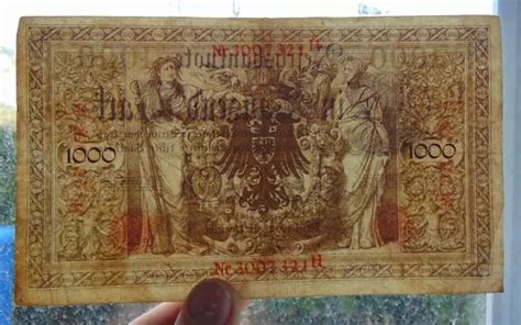 Geldscheine Banknoten Reichsbanknote Ber Ein Tausend Mark Jahr