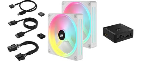 Corsair Icue Link Qx140 Rgb White Dual 140mm Pwm Fan Starter Kit With