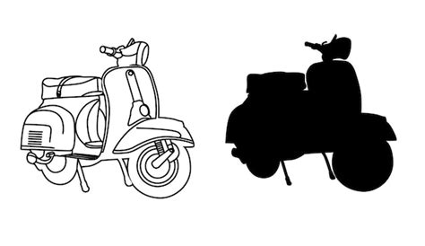 Premium Vector Scooter Vespa Line Art And Silhouette Illustration