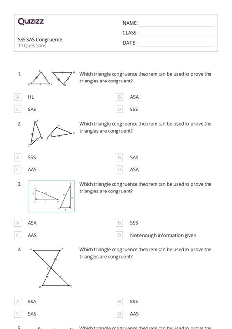 Congruent Triangles Sss Sas And Asa Worksheets On Quizizz Free