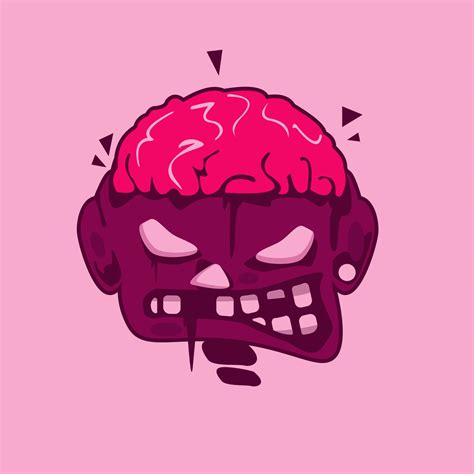 Fun Zombie And Brain Illustration Brain Zombie Vetctor 5020094 Vector