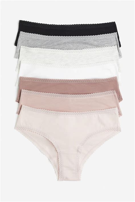 7 Pack Hipster Briefs Powder Pink Light Grey Marl Ladies Handm Gb