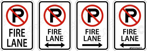 No Parking Fire Lane Sign On White Background Stock Vector