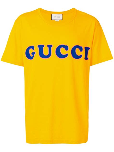 Gucci Mens Box Letter Logo T Shirt In Yellow Modesens