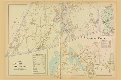 North Attleboro Town and Attleboro Falls Village, Massachusetts 1895 ...