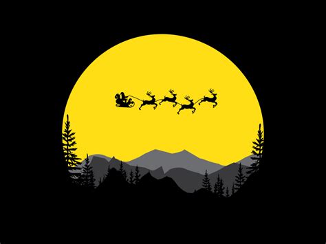 Santa Claus Wallpaper 4K, Full moon, Silhouette, AMOLED