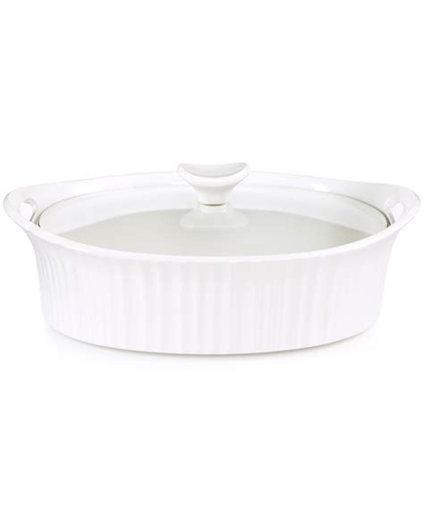 Corningware French White 25 Qt Oval Casserole With Glass Cover Macys