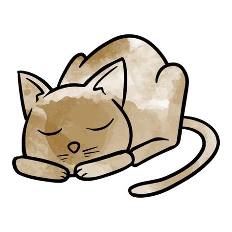 Premium Vector Hand Drawn Sleeping Cat Watercolor Vector Illustration