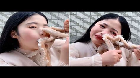 Video Of Octopus Getting Stuck On Woman’s Face When She Tried To Eat It Alive