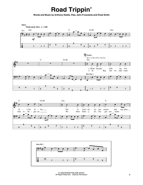 Road Trippin By Red Hot Chili Peppers Bass Tab Guitar Instructor