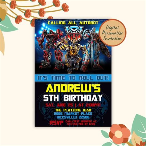 Transformers Invitation Transformers Birthday Transformers Etsy